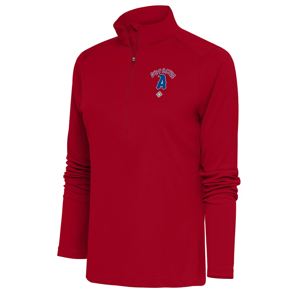 Women's Antigua Red Azules de Veracruz Tribute Half-Zip Pullover Top