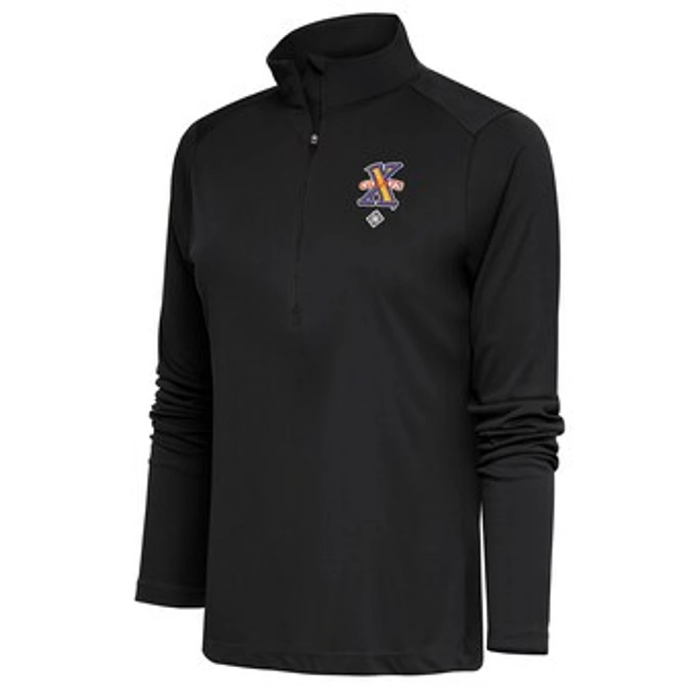 Women's Antigua Charcoal Cuban Giants Tribute Half-Zip Pullover Top