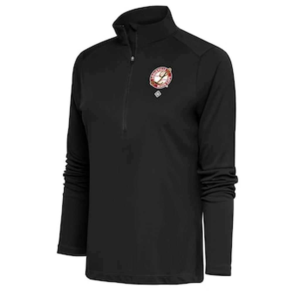 Women's Antigua Charcoal Louisville Black Caps Tribute Half-Zip Pullover Top