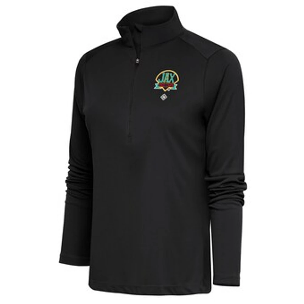 Women's Antigua Charcoal Jacksonville Red Caps Tribute Half-Zip Pullover Top