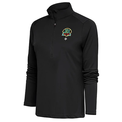 Women's Antigua Charcoal Jacksonville Red Caps Tribute Half-Zip Pullover Top