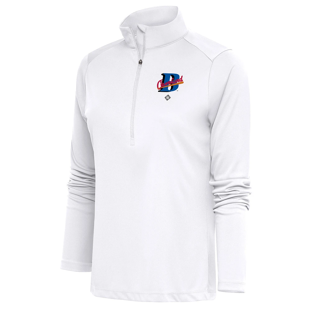 Women's Antigua Cleveland Buckeyes Tribute Half-Zip Pullover Top