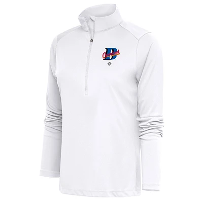 Women's Antigua Cleveland Buckeyes Tribute Half-Zip Pullover Top