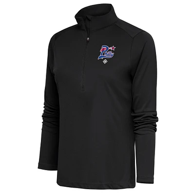 Women's Antigua Charcoal Philadelphia Stars Tribute Half-Zip Pullover Top