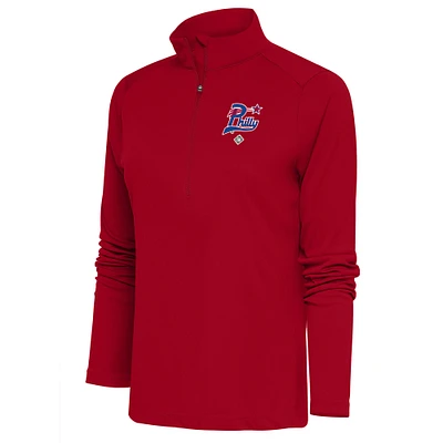 Women's Antigua Red Philadelphia Stars Tribute Half-Zip Pullover Top