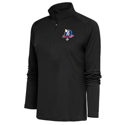 Women's Antigua Charcoal Brooklyn Royal Giants Tribute Half-Zip Pullover Top