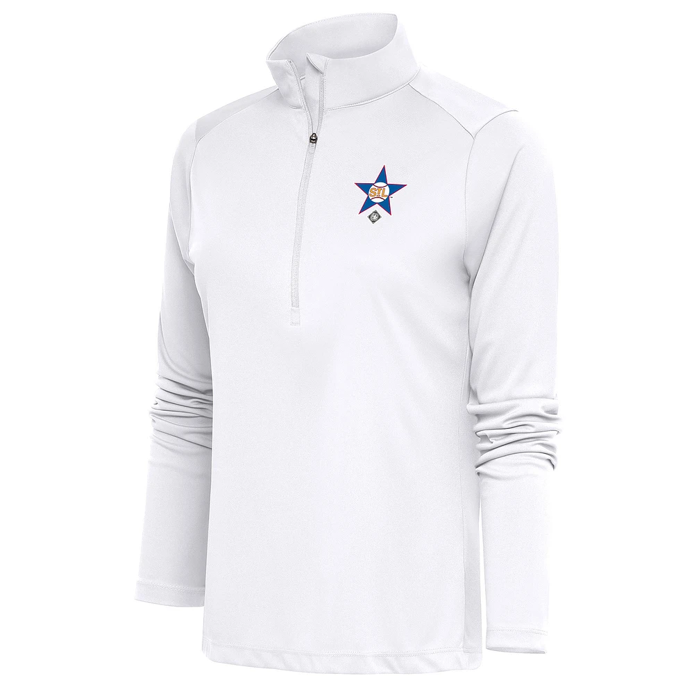 Women's Antigua White St. Louis Stars Tribute Half-Zip Pullover Top
