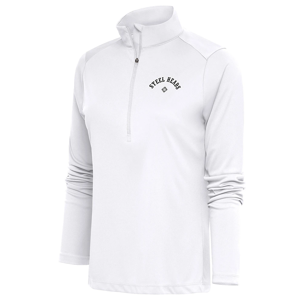 Women's Antigua White Seattle Steelheads Tribute Half-Zip Pullover Top