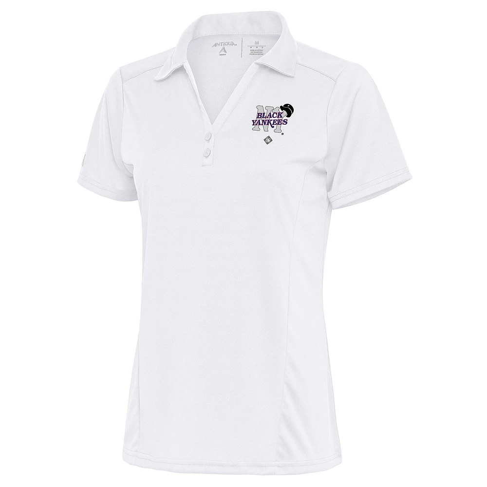 Women's Antigua White New York Black Yankees Tribute Polo