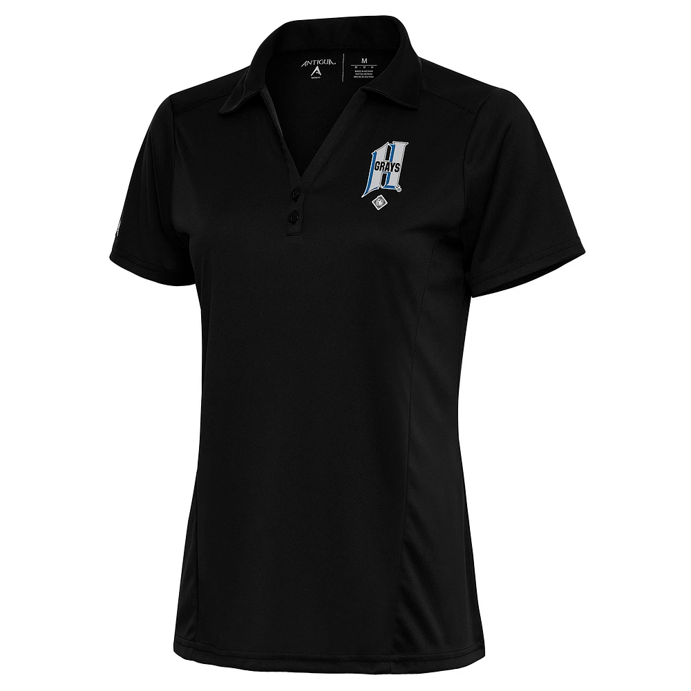 Women's Antigua Black Homestead Grays Tribute Polo