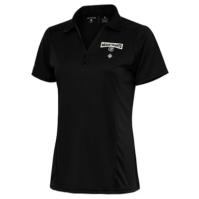 Women's Antigua Black Miami Giants Tribute Polo