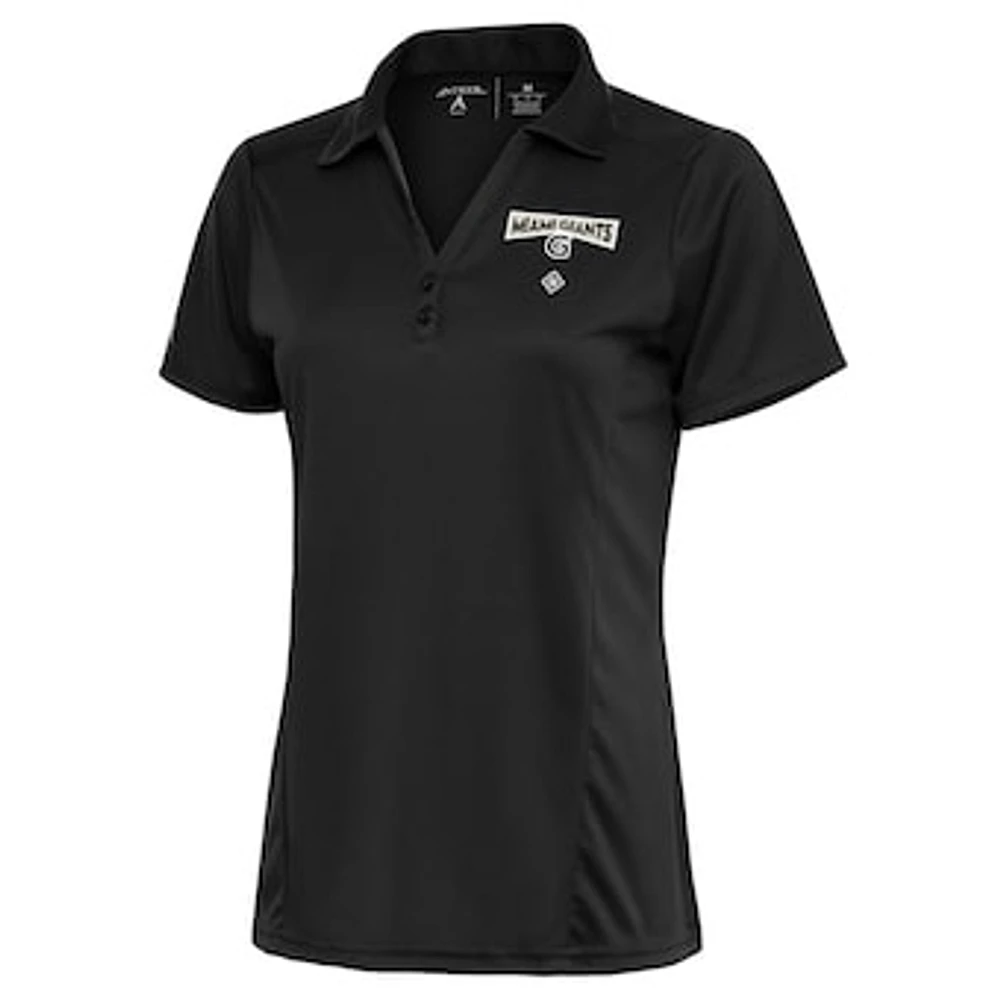 Women's Antigua Charcoal Miami Giants Tribute Polo