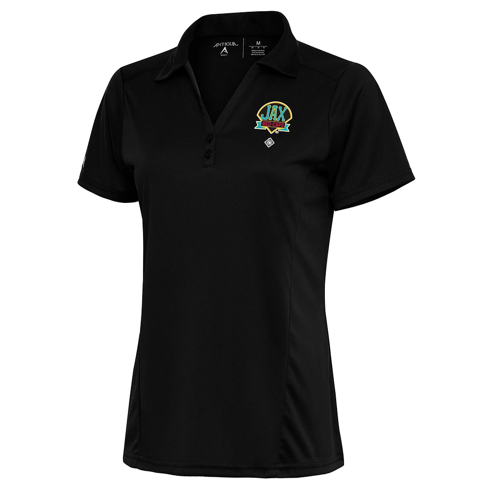 Women's Antigua Black Jacksonville Red Caps Tribute Polo