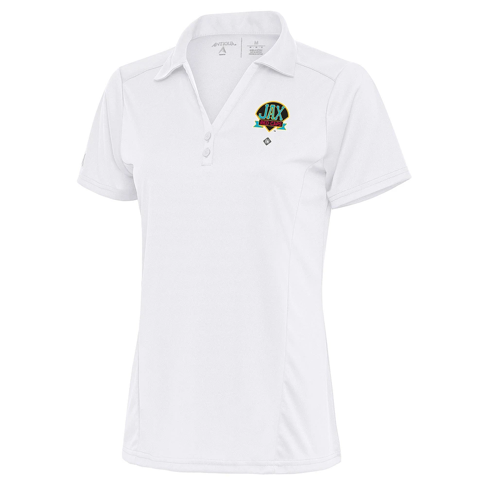 Women's Antigua White Jacksonville Red Caps Tribute Polo