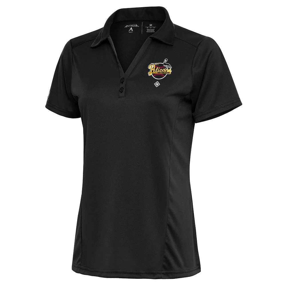 Women's Antigua Charcoal New Orleans Black Pelicans Tribute Polo
