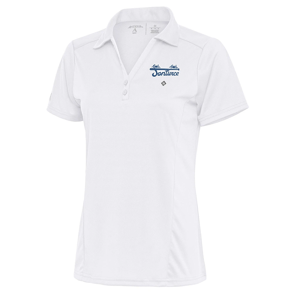 Women's Antigua White Santurce Cangrejeros Tribute Polo