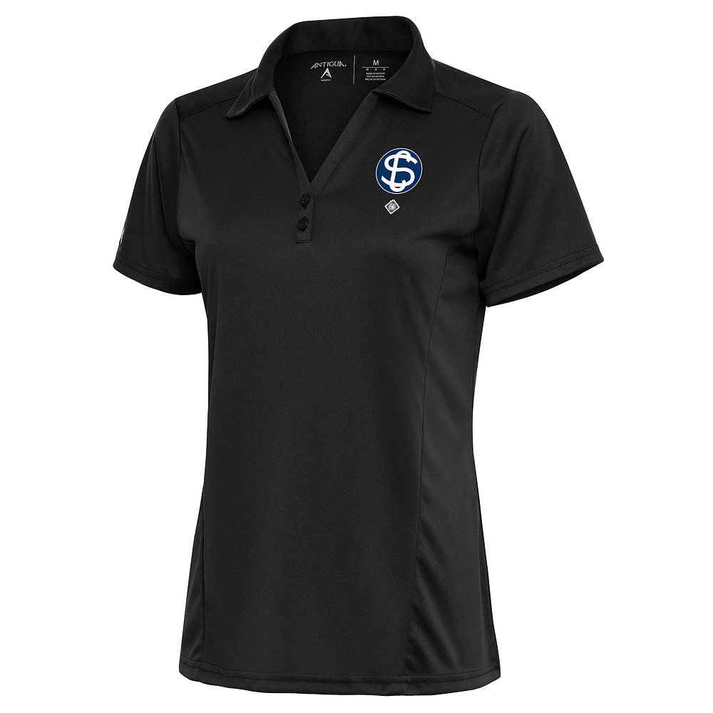 Women's Antigua Charcoal Santa Clara Leopardos Tribute Polo