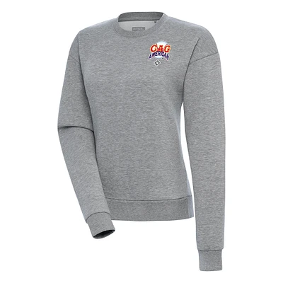 Women's Antigua Heather Gray Chicago American Giants Victory Crewneck Pullover Sweatshirt