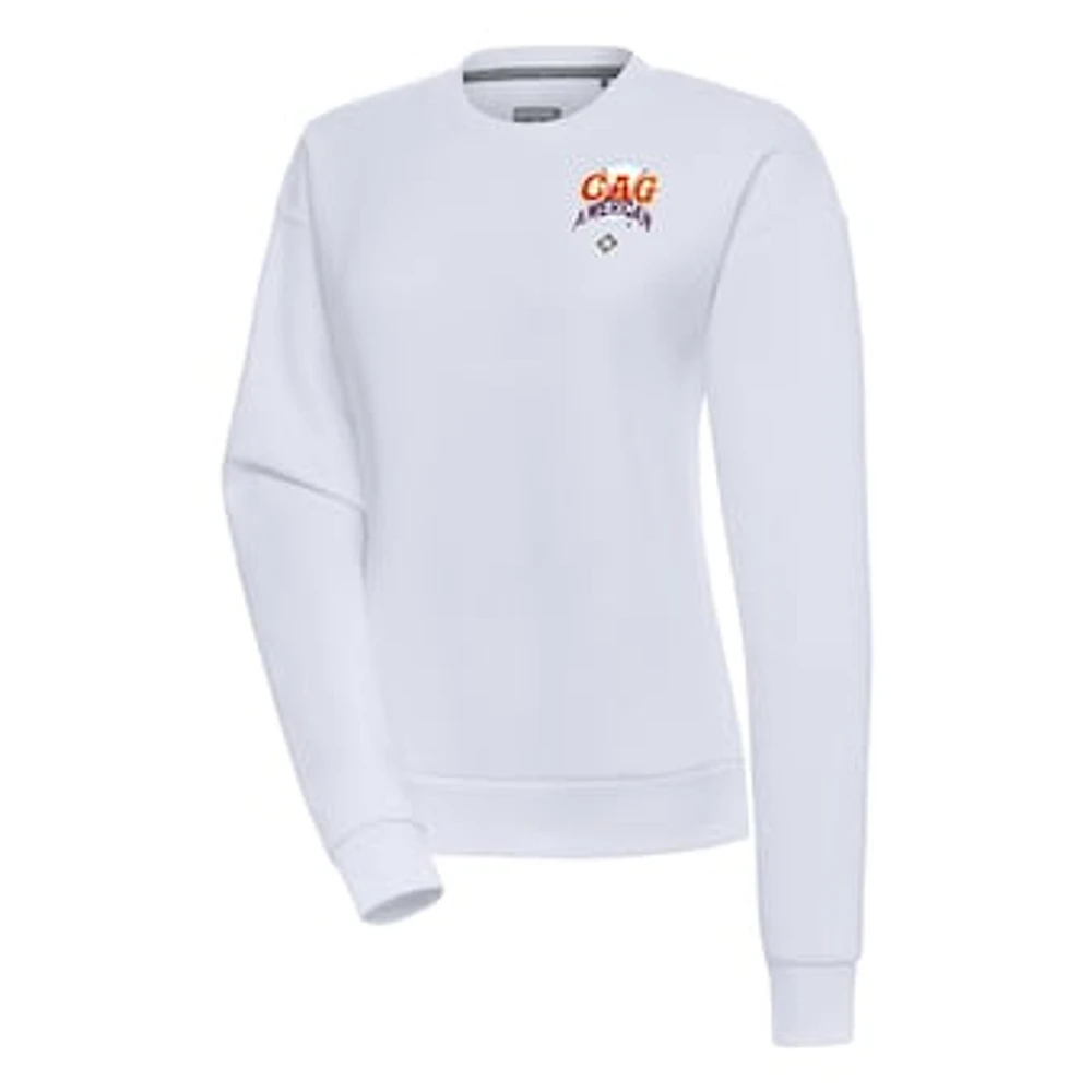 Women's Antigua White Chicago American Giants Victory Crewneck Pullover Sweatshirt
