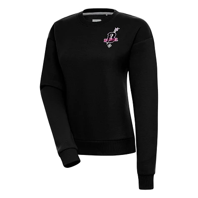 Women's Antigua Black Birmingham Barons Victory Crewneck Pullover Sweatshirt