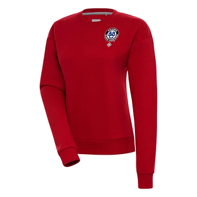 Women's Antigua Red Atlanta Black Crackers Victory Crewneck Pullover Sweatshirt