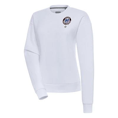 Women's Antigua White Atlanta Black Crackers Victory Crewneck Pullover Sweatshirt