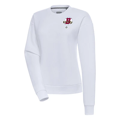 Women's Antigua White Baltimore Elite Giants Victory Crewneck Pullover Sweatshirt