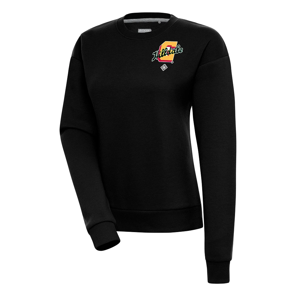 Women's Antigua Black Hilldale Club Victory Crewneck Pullover Sweatshirt
