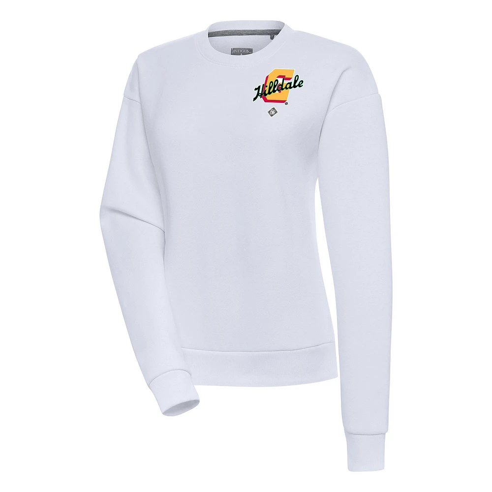Women's Antigua White Hilldale Club Victory Crewneck Pullover Sweatshirt