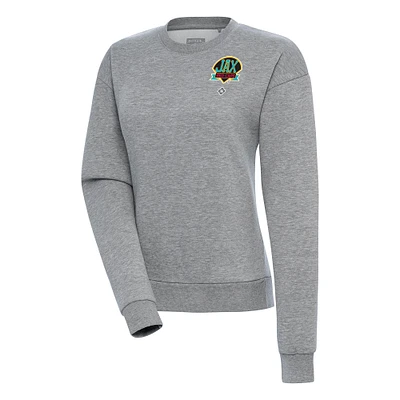 Women's Antigua Heather Gray Jacksonville Red Caps Victory Crewneck Pullover Sweatshirt