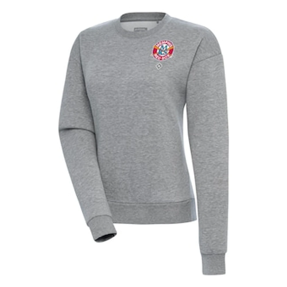Women's Antigua Heather Gray Memphis Red Sox Victory Crewneck Pullover Sweatshirt