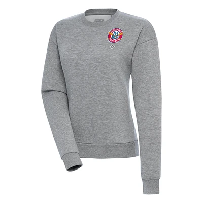 Women's Antigua Heather Gray Memphis Red Sox Victory Crewneck Pullover Sweatshirt