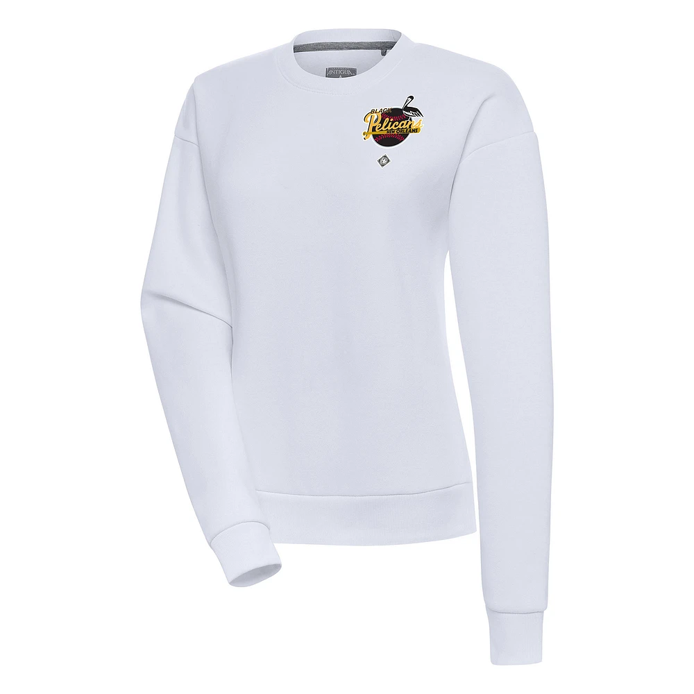 Women's Antigua New Orleans Black Pelicans Victory Crewneck Pullover Sweatshirt