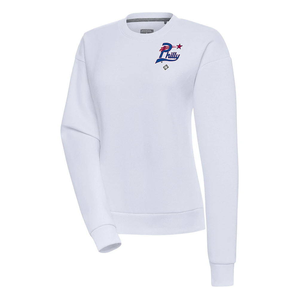 Women's Antigua White Philadelphia Stars Victory Crewneck Pullover Sweatshirt