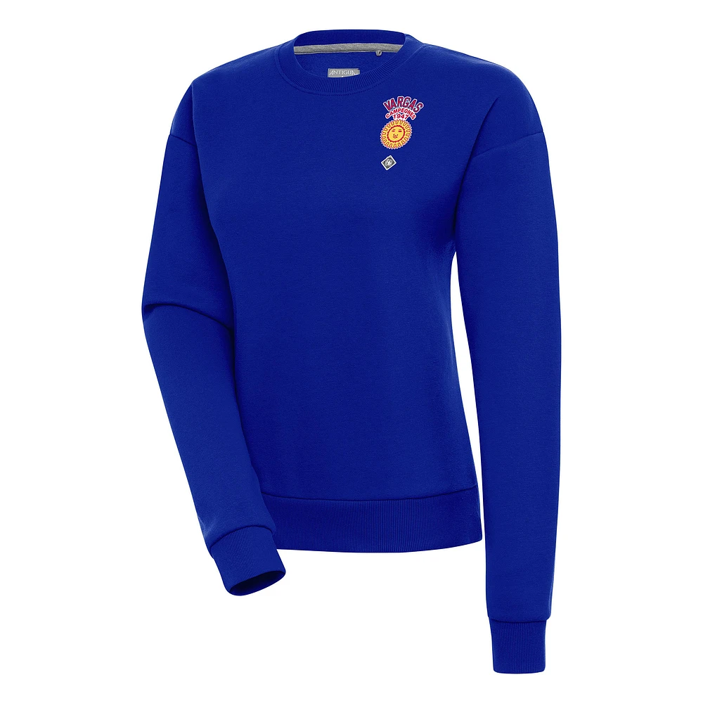 Women's Antigua Royal Vargas Campeones Victory Crewneck Pullover Sweatshirt