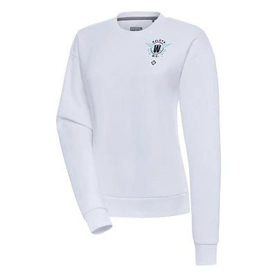 Women's Antigua White Washington Pilots Victory Crewneck Pullover Sweatshirt