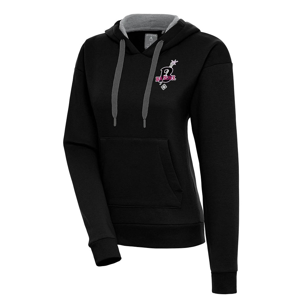 Women's Antigua Black Birmingham Barons Victory Pullover Hoodie