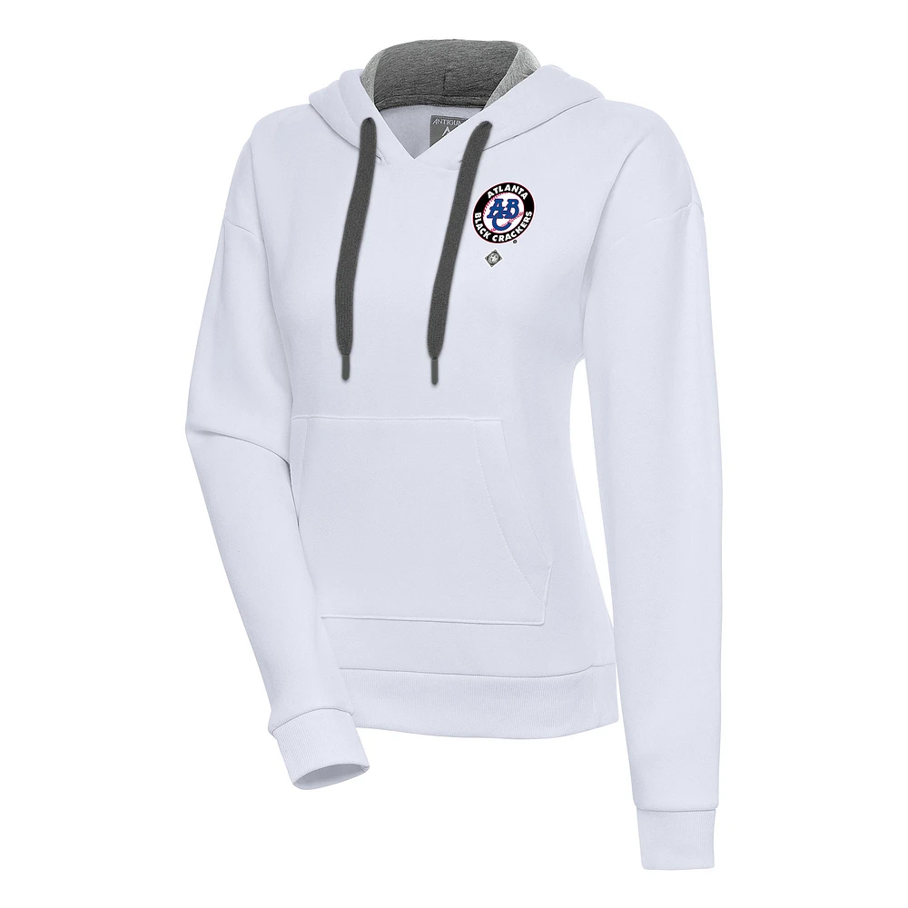 Women's Antigua White Atlanta Black Crackers Victory Pullover Hoodie