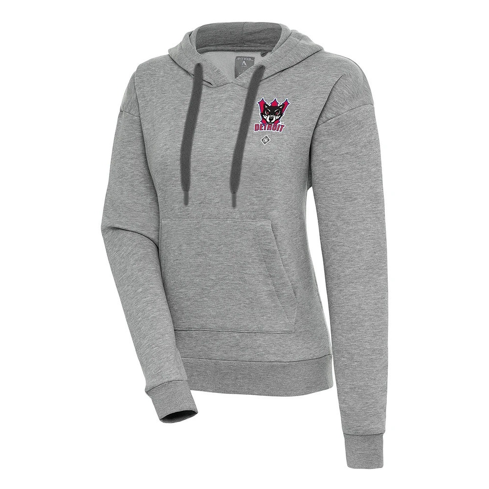 Women's Antigua Heather Gray Detroit Wolves Victory Pullover Hoodie