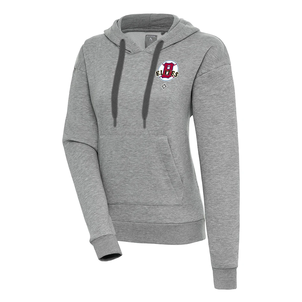 Women's Antigua Heather Gray Baltimore Elite Giants Victory Pullover Hoodie