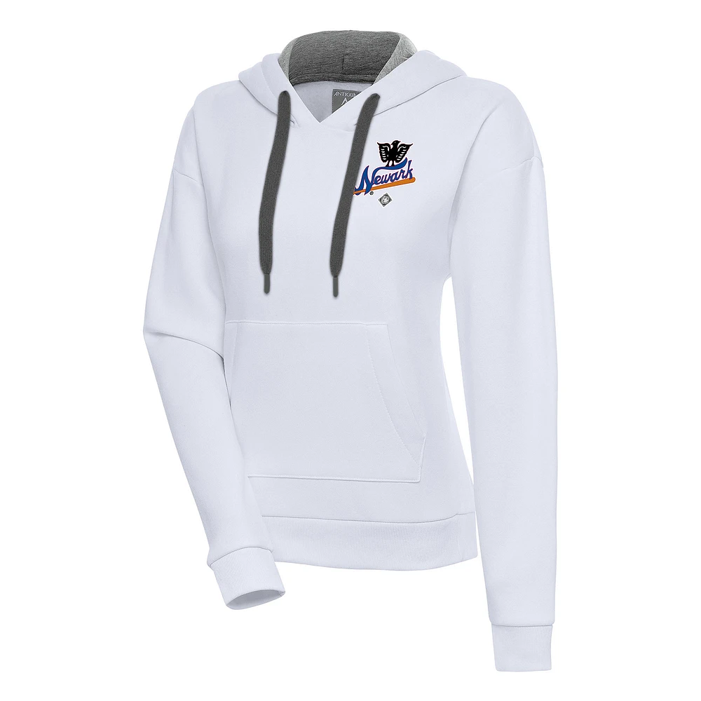 Women's Antigua White Newark Eagles Victory Pullover Hoodie