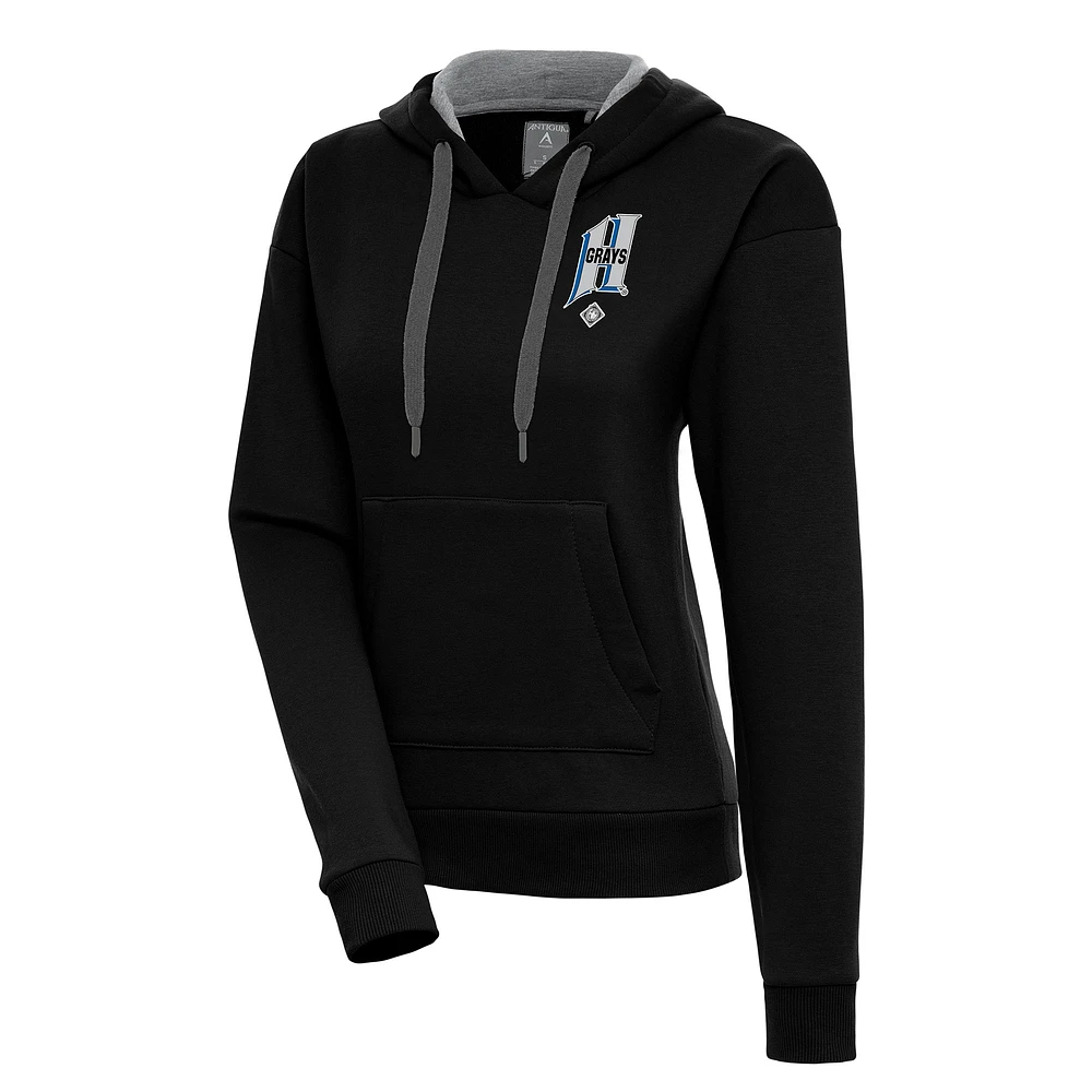 Women's Antigua Black Homestead Grays Victory Pullover Hoodie