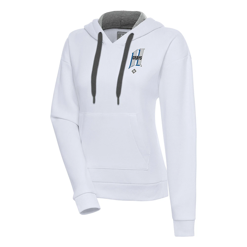 Women's Antigua White Homestead Grays Victory Pullover Hoodie