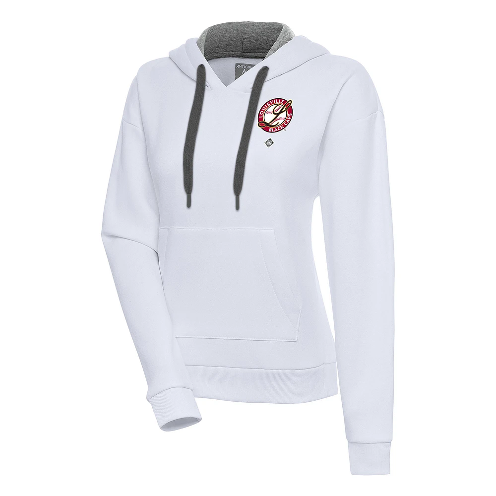 Women's Antigua White Louisville Black Caps Victory Pullover Hoodie