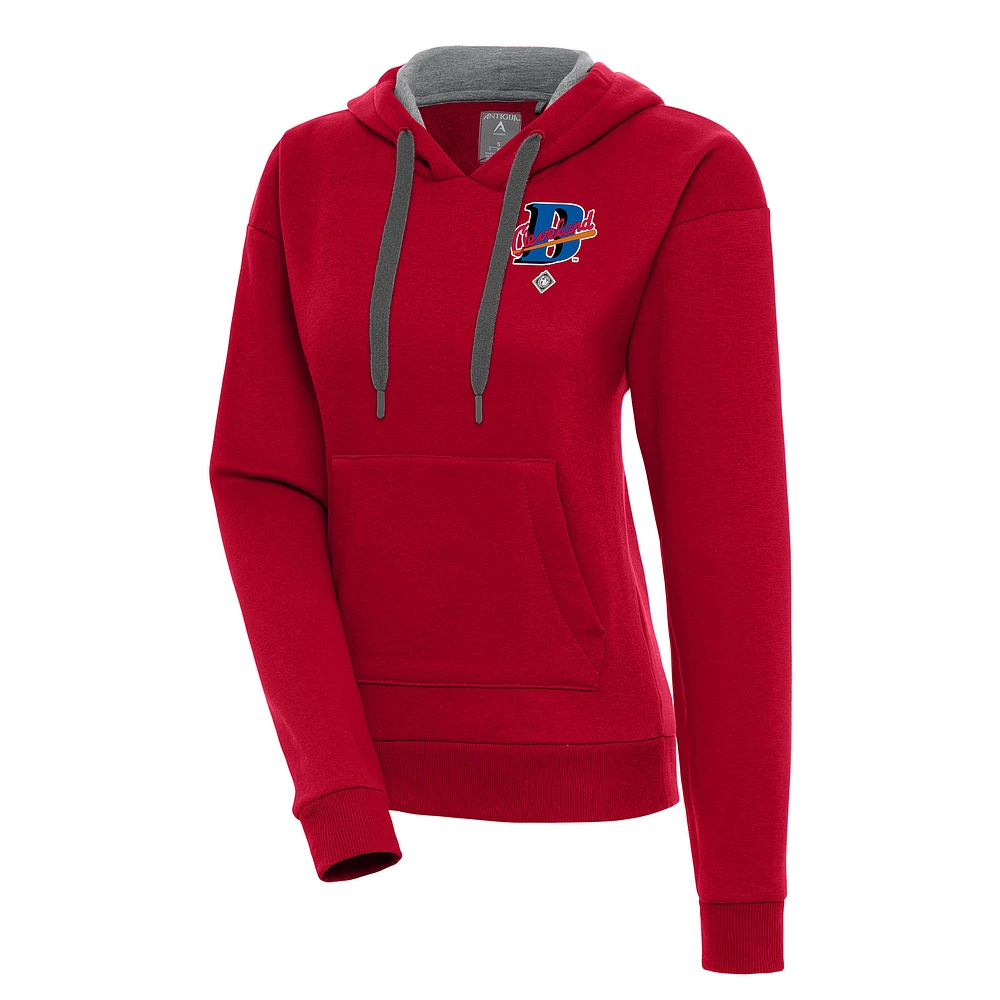 Women's Antigua Red Cleveland Buckeyes Victory Pullover Hoodie