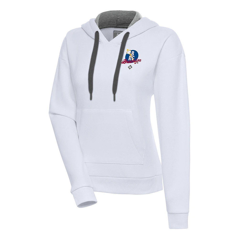 Women's Antigua White Brooklyn Royal Giants Victory Pullover Hoodie