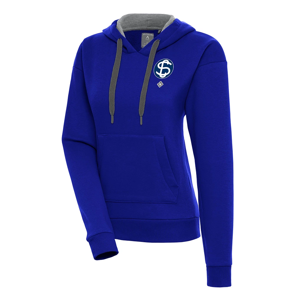 Women's Antigua Royal Santa Clara Leopardos Victory Pullover Hoodie