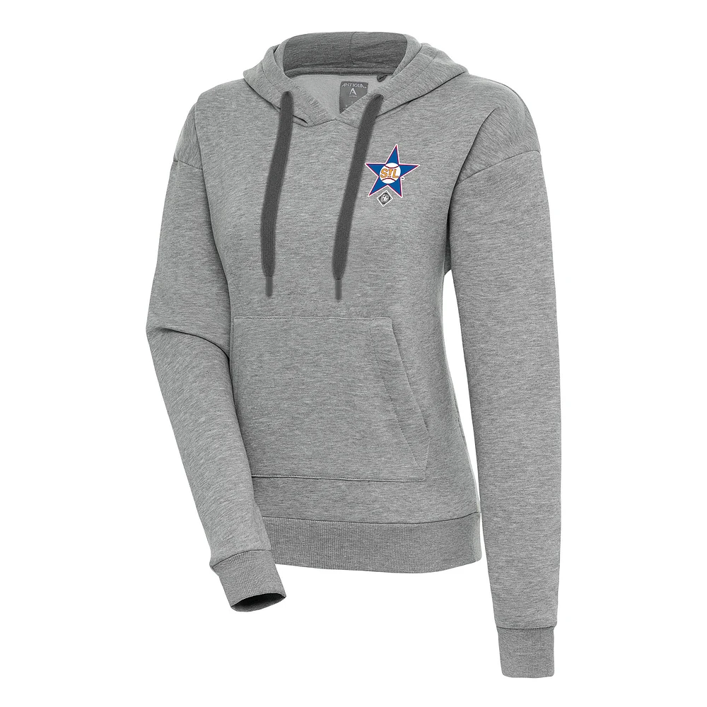 Women's Antigua Heather Gray St. Louis Stars Victory Pullover Hoodie