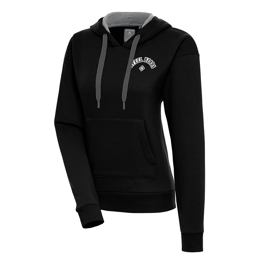 Women's Antigua Black Seattle Steelheads Victory Pullover Hoodie