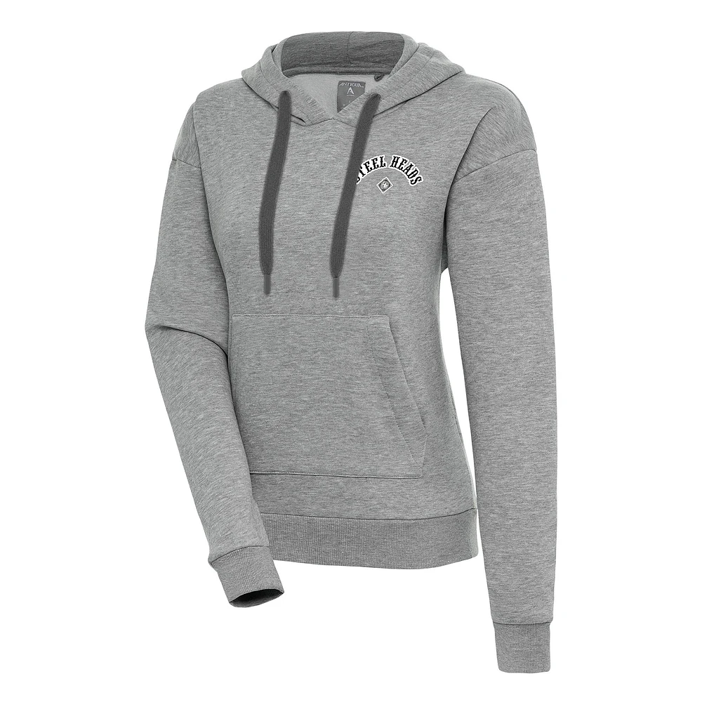 Women's Antigua Heather Gray Seattle Steelheads Victory Pullover Hoodie